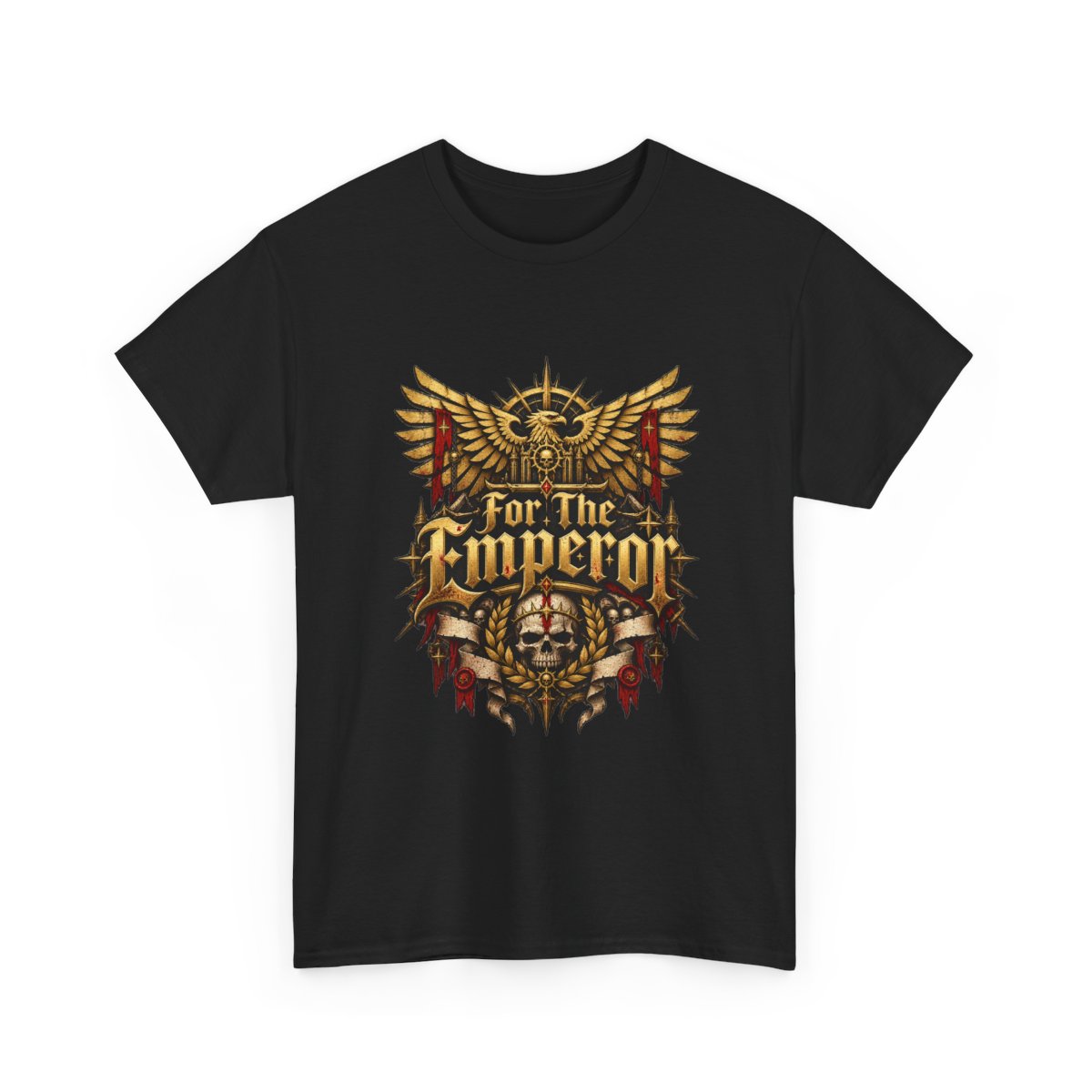 For The Emperor black t-shirt with gold aquila design