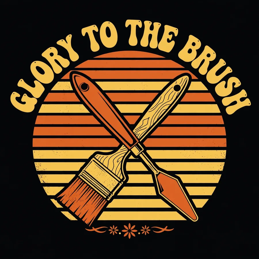 Glory to the Brush t-shirt design: paintbrush raised like a banner
