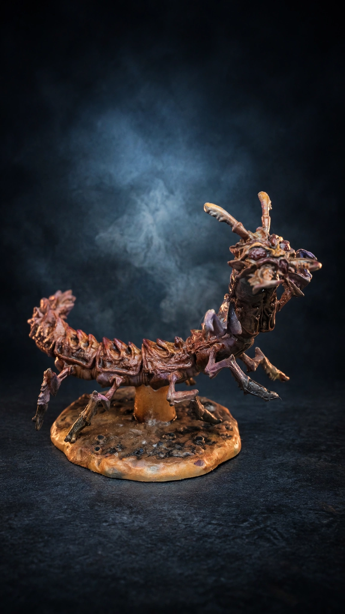 Hand-painted ankheg miniature, side view