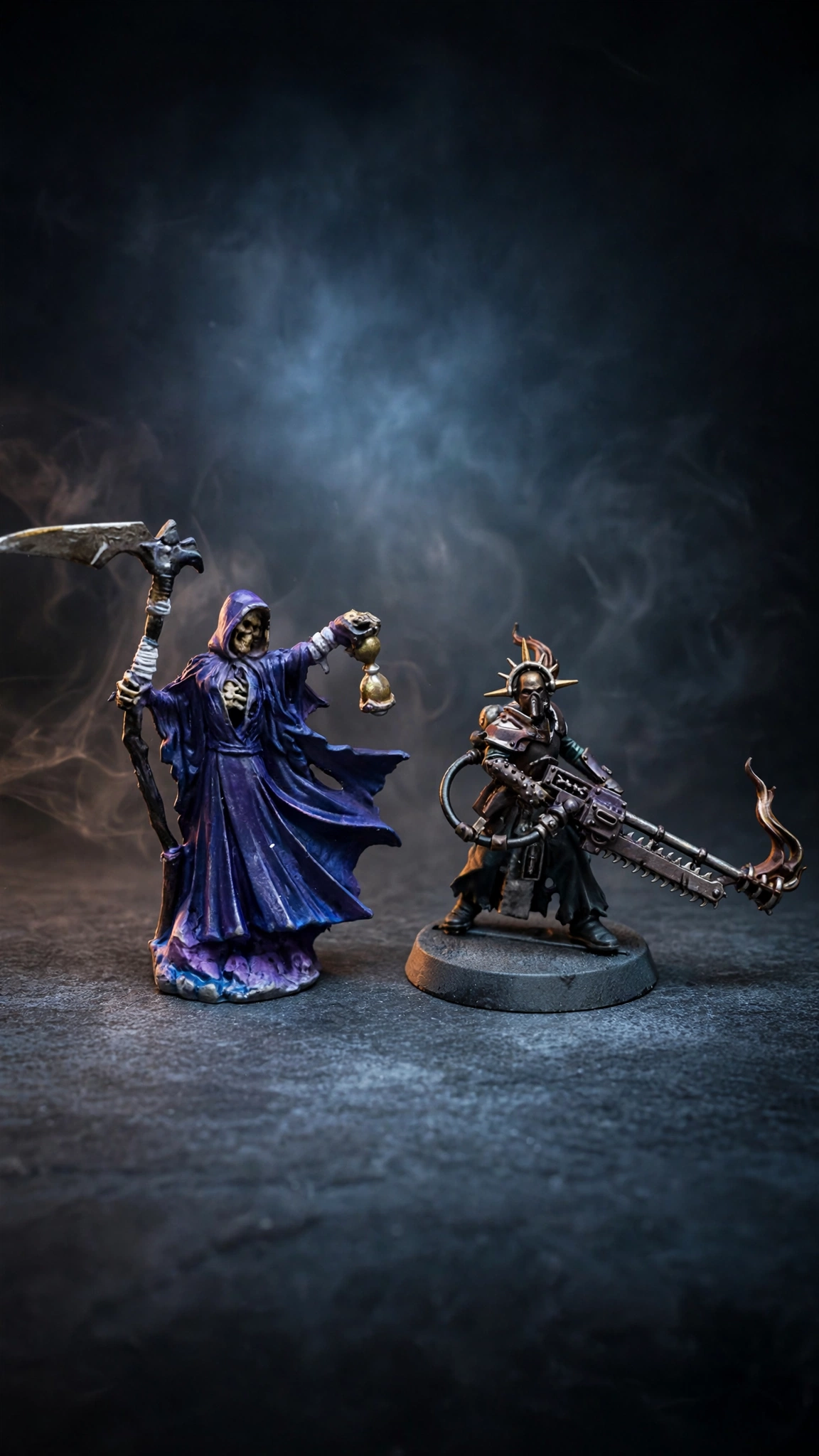 Hand-painted grim reaper and Sister Repentia miniatures