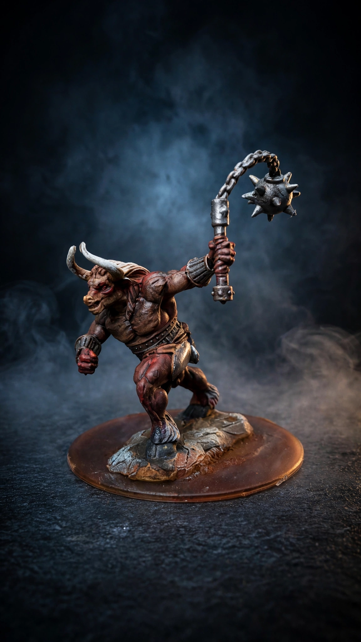 Hand-painted minotaur miniature, front view