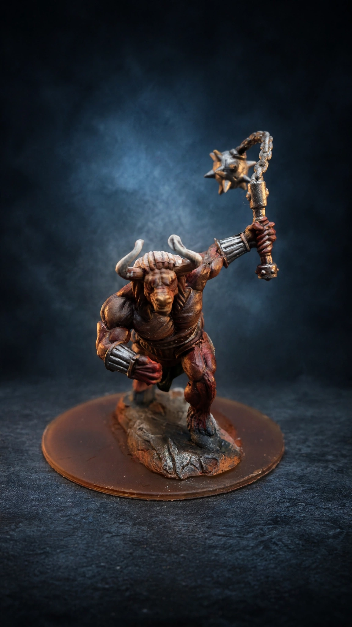 Hand-painted minotaur miniature, side view
