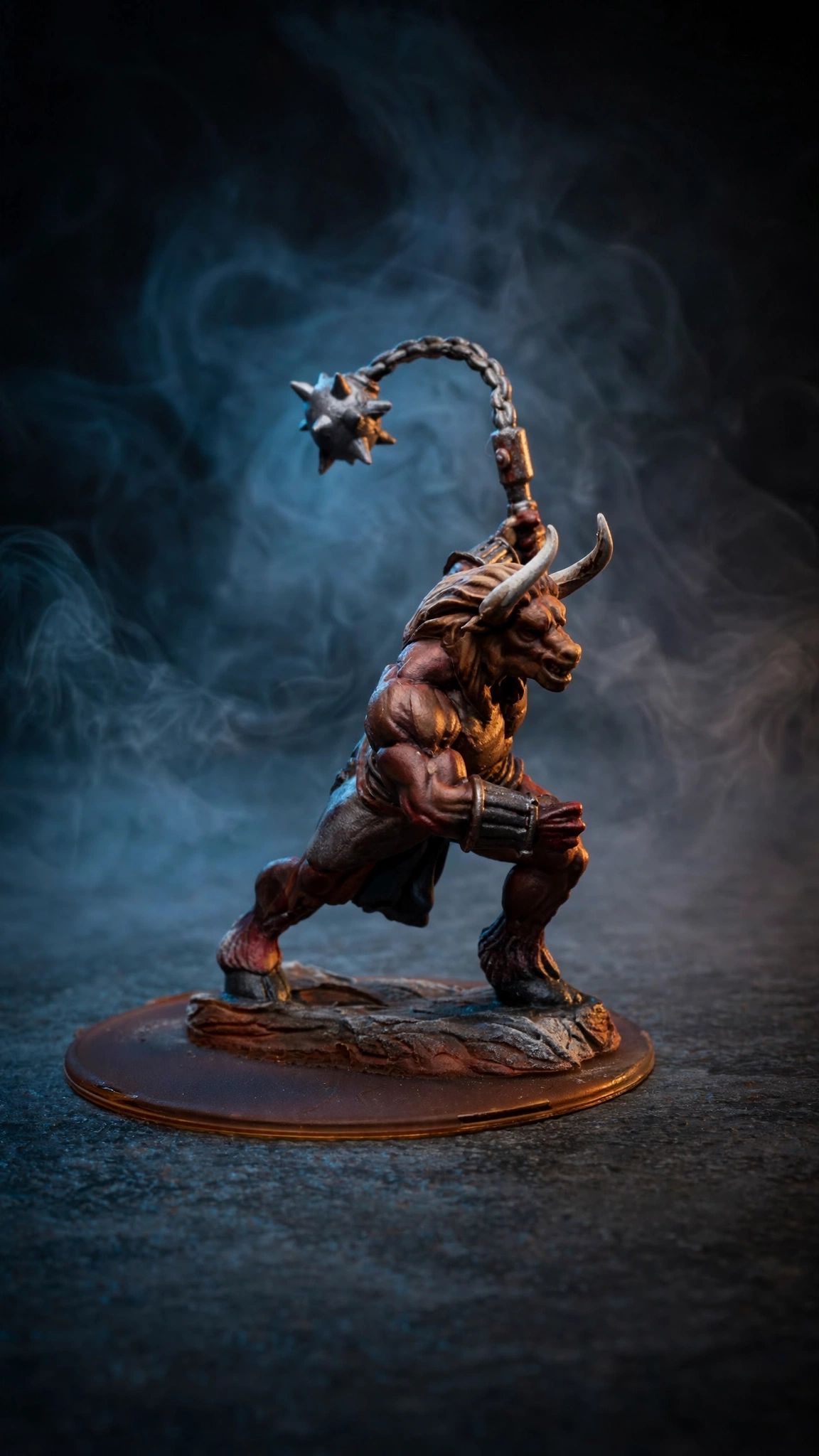 Hand-painted minotaur miniature, rear view
